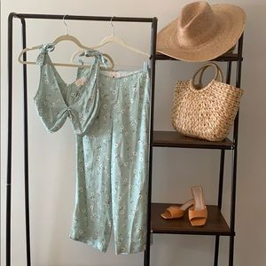 Beach Riot Mint Daisy Crop Top x Celine Pants Set